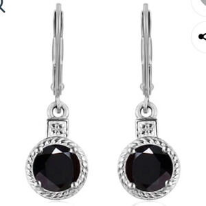 Sterling Silver Black Spinel & Zircon Earrings